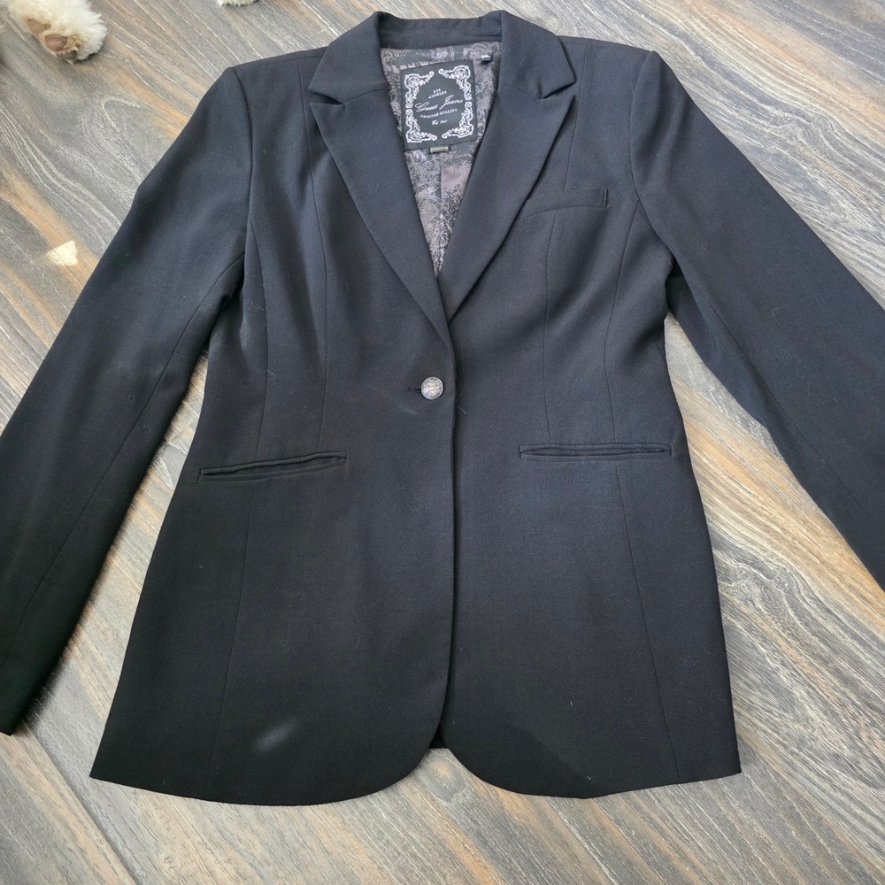Guess Jeans Womens Black Single Button Stretch Blazer  Size Large